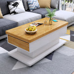 Modern Wooden Tea Table with Storage and Adjustable Height for Living Room fcx-2592