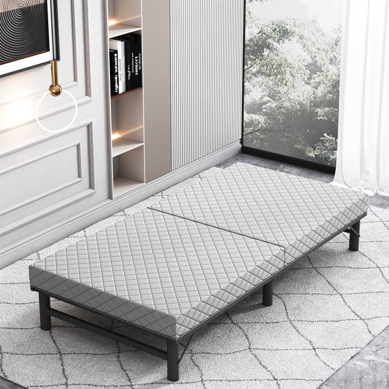 Modern Multi-Layer Steel and Wood Bed with Bamboo Charcoal Foam and Figure Cotton Topper - Available in Grey, Black, Blue, Brown, and Off White fcsnm-908