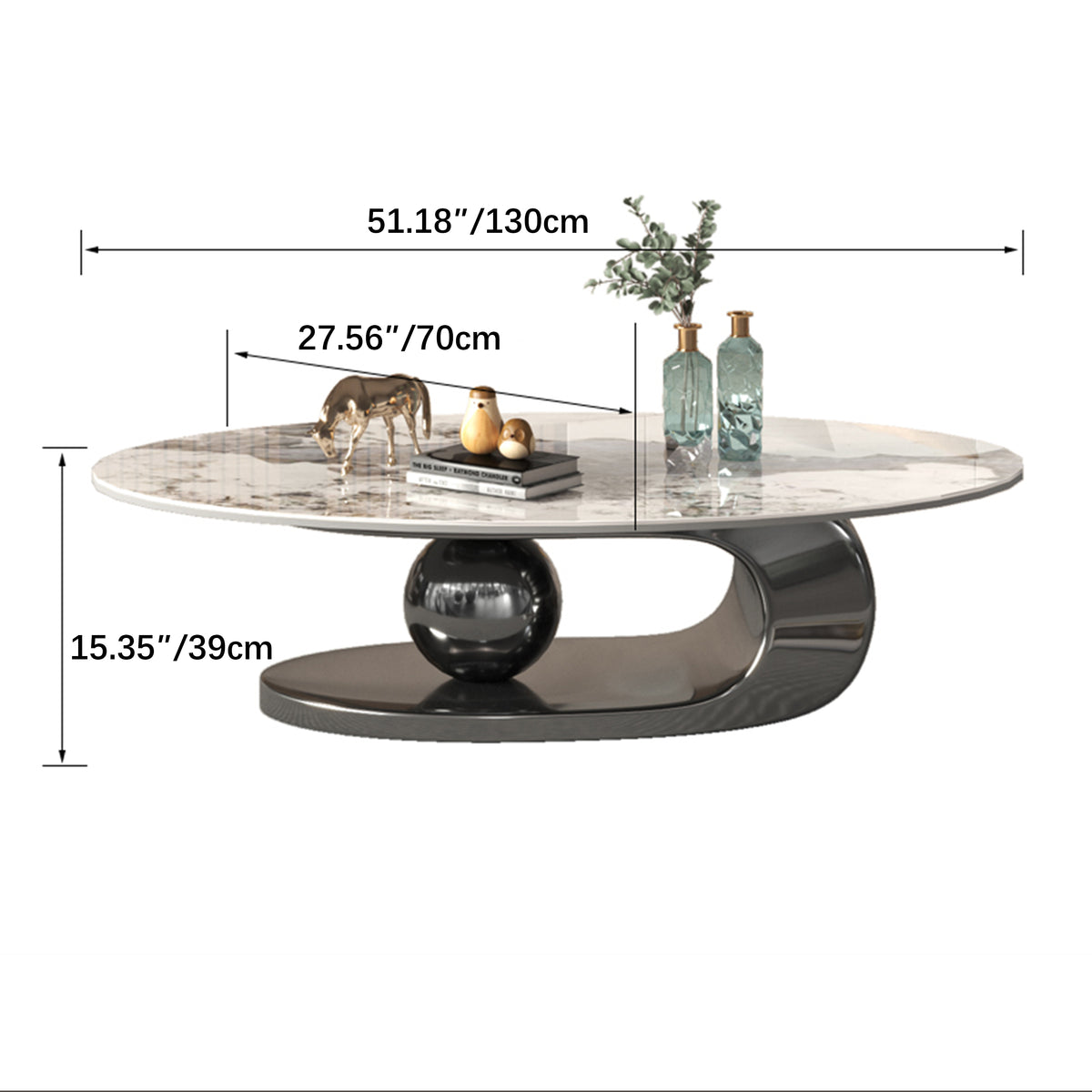 Luxurious Ceramic Sintered Stone Tea Table with Stainless Steel Base - Modern Elegance for Your Living Room fdl-2595