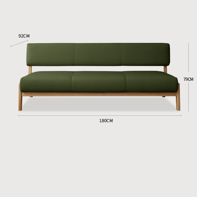 Modern Ash Wood Sofa with Black, White, and Green Faux Leather Upholstery fcp-1311