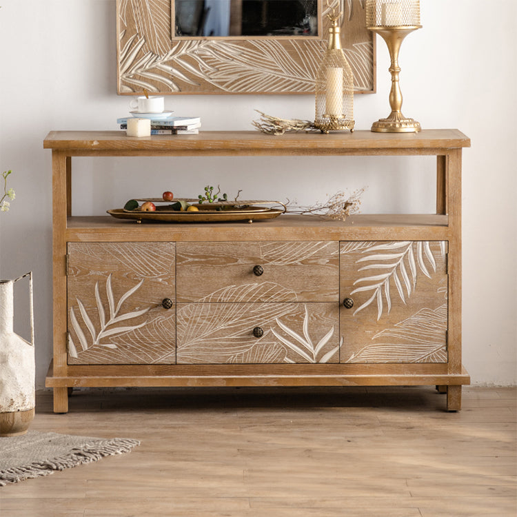 Elegant Chinese Fir Cabinet with Leaf Design – Stylish Storage Solution for Modern Homes hdst-4220