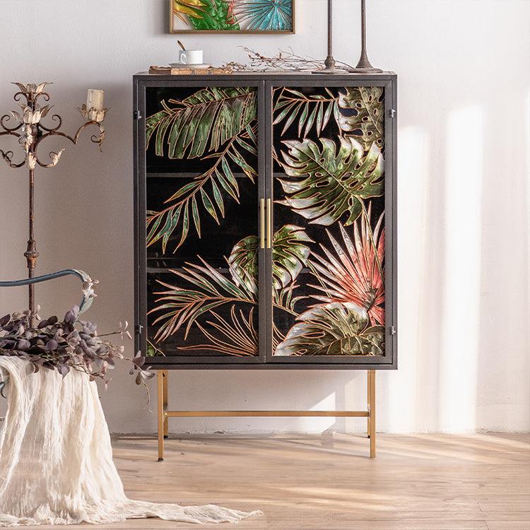 Stylish Chinese Fir Cabinet with Tempered Glass Doors - Modern Accent Storage Unit hdst-4322