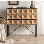 Rustic Charm Chinese Fir Cabinet with Geometric Design – Elegant Storage Solution hdst-4218