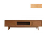 Elegant Oak and Cherry Wood TV Cabinet with Glass Doors and Copper Accents fyx-860