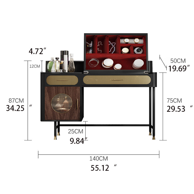 Luxurious Multi-Layer Makeup Table with Stainless Glass Finish - Elegant Design for Your Beauty Space fmsjj-4202