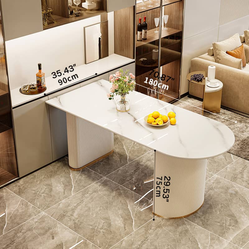 Sleek Sintered Stone Dining Table with Luxurious Faux Leather Chairs for Modern Elegance fel-2021