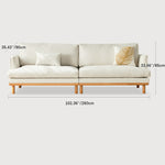 Luxury Goose Down Sofa with Light Gray Cotton and Beige Faux Leather Accents, Cherry Wood Frame fcp-1298