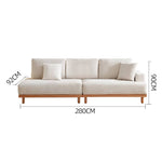 Luxurious Beige Corduroy Sofa with Natural Green Accent and Oak/Pine Wood, Filled with Goose Down hmyf-1277