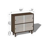 Elegant Brown Cherry Wood Cabinet with Black Walnut Tempered Glass Doors hykmq-760