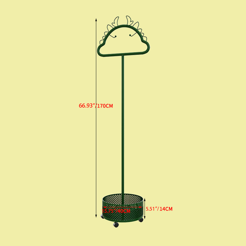 Stylish Metal Coat Hanger with Wheels and Convenient Storage Basket hsj-2253