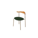 Modern Ash Wood Chair with Faux Leather & Rattan - Black Green Finish fyx-893