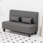 Modern Techno Fabric Sofa in Dark Blue, Light Gray, Khaki, and Orange with Wood Accents - Durable Nylon Upholstery qm-14