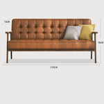 Modern Ash Wood Faux Leather Sofa - Sleek Black, Light Brown & Gray Design fcp-1304