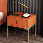 Elegant Faux Leather Nightstand with Gold Accents - Modern Bedroom Furniture fzyhs-2739
