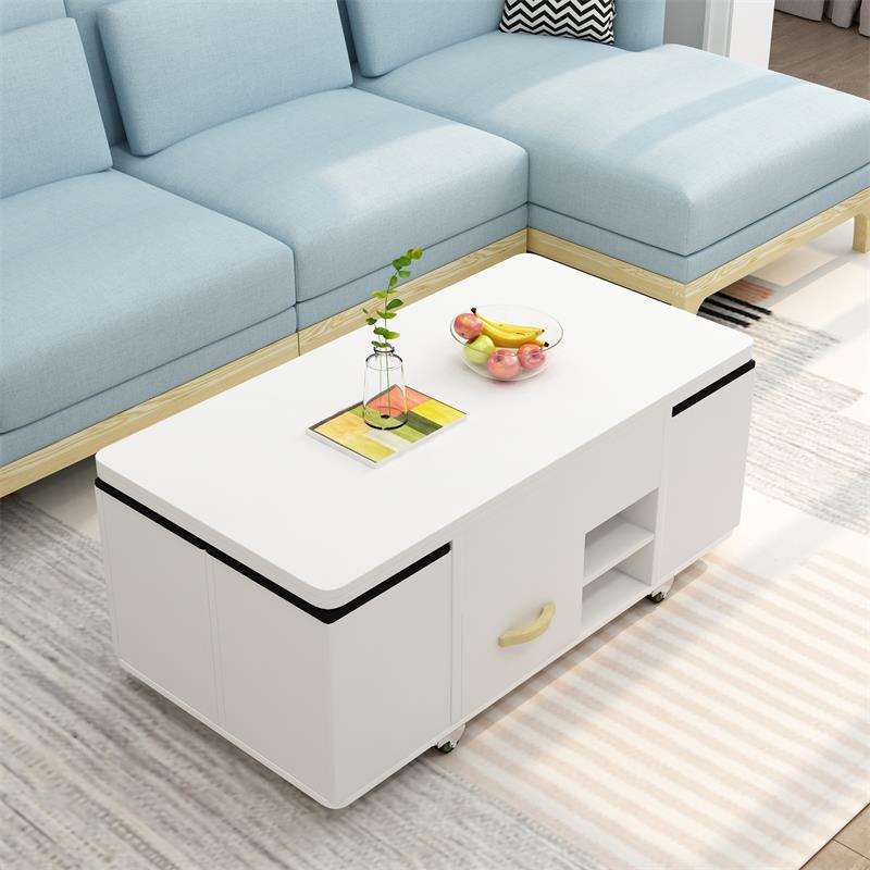 Modern Solid Wood Tea Table with Synthetic Leather Accents - Perfect for Stylish Living Rooms fcx-2588