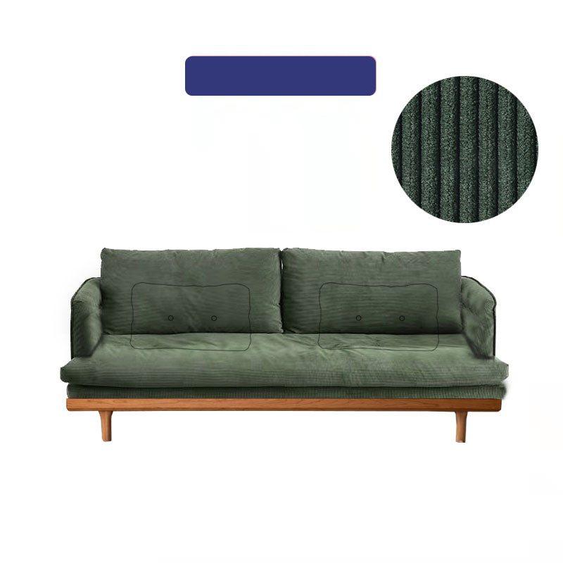 Luxurious Dark Green Sofa with Natural Wood Accents and Goose Down Cushions fyx-825