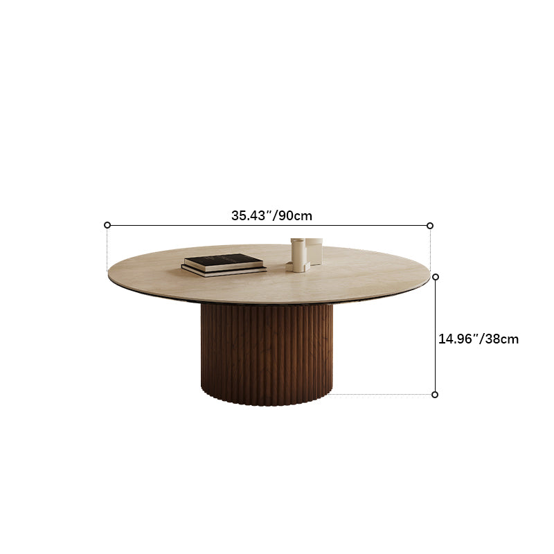 Modern Sintered Stone Coffee Table with Glass and Ash Wood Details fmus-4088