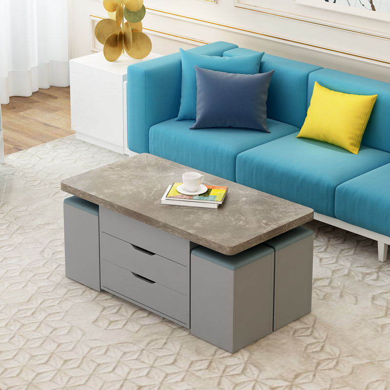 Modern Multi-layer Board Tea Table with Synthetic Leather Seating - Perfect for Elegant Dining Spaces fcx-2590