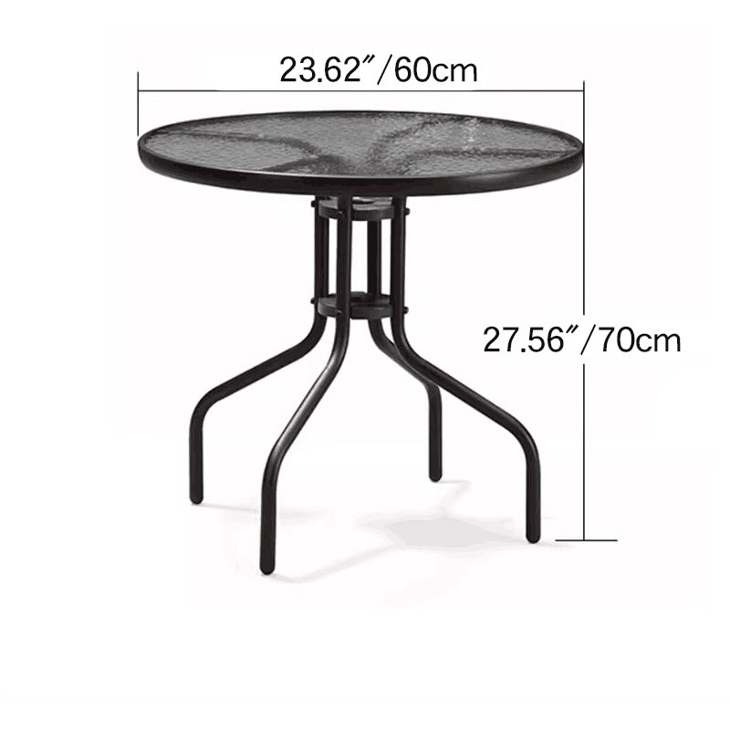 Stylish Modern Table with Black Glass Top and Durable Brown Steel Frame zy-268