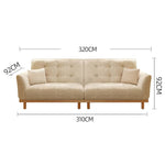Elegant Beige Corduroy Sofa with Natural Oak and Pine Wood Frame - Plush Goose Down Cushions hmyf-1278