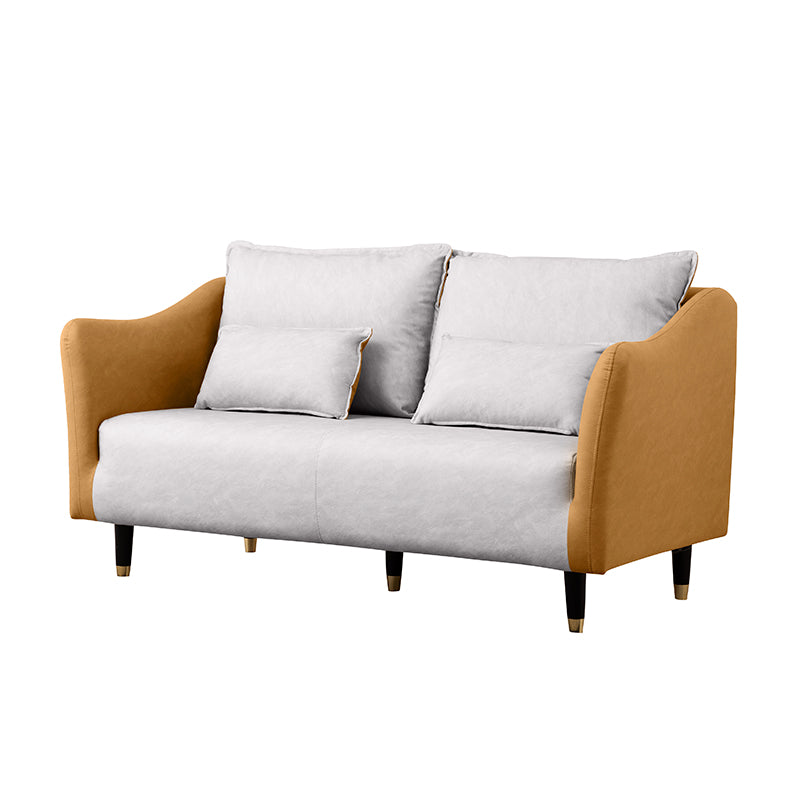 Stylish Dual-Tone Sofa Collection: Dark Blue, Orange, Green & More - Techno Fabric Cotton Blend qm-8