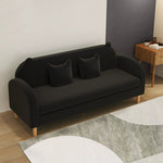 Stylish Light Gray Sofa with Off White, Mint Green, Grass Pink, and Yellow Wood Accents – Premium Cotton Upholstery qm-11