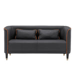 Luxury Dark Blue Sofa with Light Gray Accents and Wooden Touch - Perfect Blend of Techno Fabric and Style qm-2