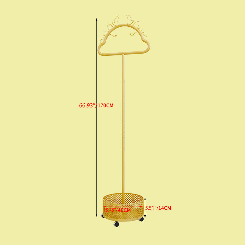 Stylish Metal Coat Hanger with Wheels and Convenient Storage Basket hsj-2253
