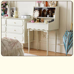 Vintage-Inspired Red Oak Multi-Layer Cabinet: Elegant Storage Solution with Makeup Vanity Design hsmjx-4162