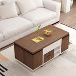 Modern Solid Wood Tea Table with Synthetic Leather Accents - Perfect for Stylish Living Rooms fcx-2588