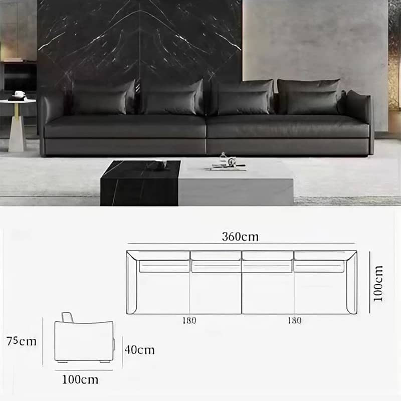 Luxurious Black Faux Leather Sofa with Pine Wood Frame, Latex Down Filling, and Cotton Upholstery hxl-1264