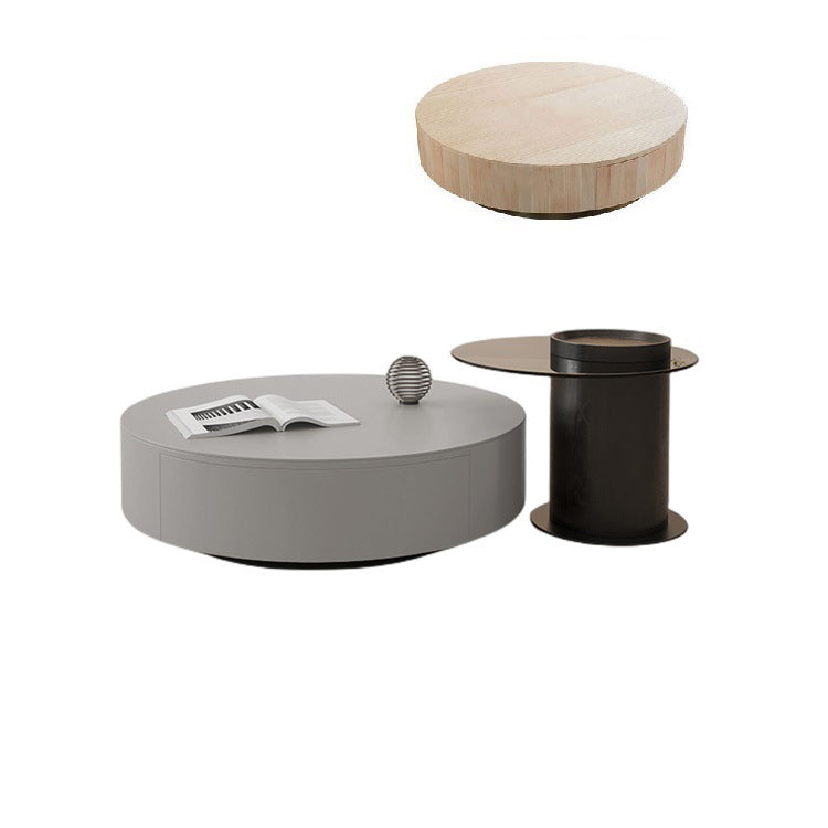 Solid Pine Wood Tea Table with Tempered Glass and Carbon Steel Frame - Elegant Design for Modern Spaces fjx-2633
