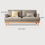 Luxury Goose Down Sofa with Light Gray Cotton and Beige Faux Leather Accents, Cherry Wood Frame fcp-1298