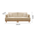 Luxurious Beige Corduroy Sofa with Natural Oak and Pine Wood Frame - Goose Down Cushions hmyf-1276
