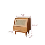 Elegant Cherry Wood Bedside Cupboard with Copper and Glass Accents fyx-862
