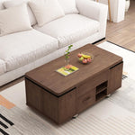 Modern Solid Wood Tea Table with Synthetic Leather Accents - Perfect for Stylish Living Rooms fcx-2588
