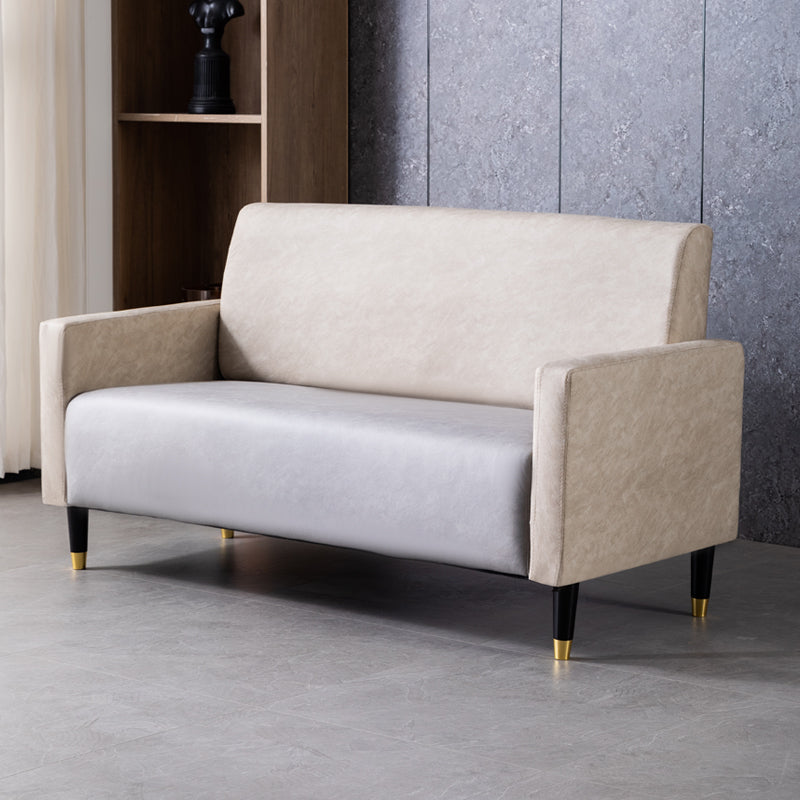 Stylish Dark Blue and Light Gray Sofa with Green Wood Accents - Techno Fabric and Cotton Blend for Ultimate Comfort qm-6