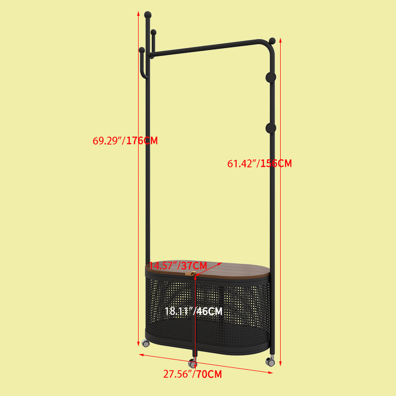 Stylish Metal & Wood Coat Hanger with Storage Cabinet - Modern Entryway Solution hsj-2250