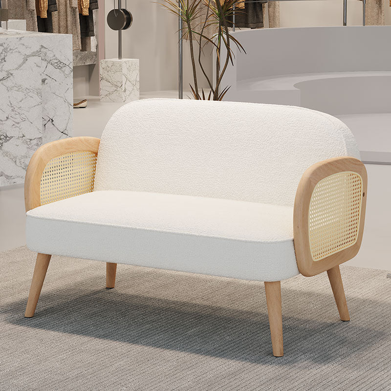 Stylish Scratch-Resistant Rubber Wood Chair in Off White, Orange, and Green Fabric fsmy-452