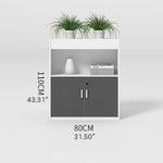 Multi-Purpose Storage Cabinet with Natural Wood Finish and White & Gray Particle Board Shelves qs-154