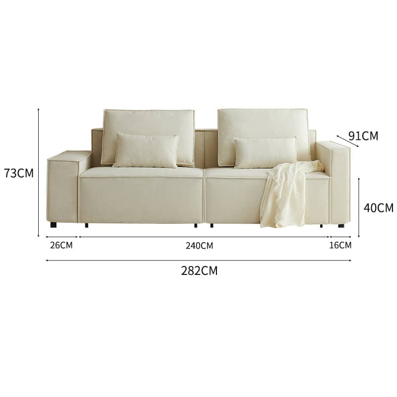 Stylish Beige Faux Leather Sofa with Elegant Pine Wood Frame fwlp-939