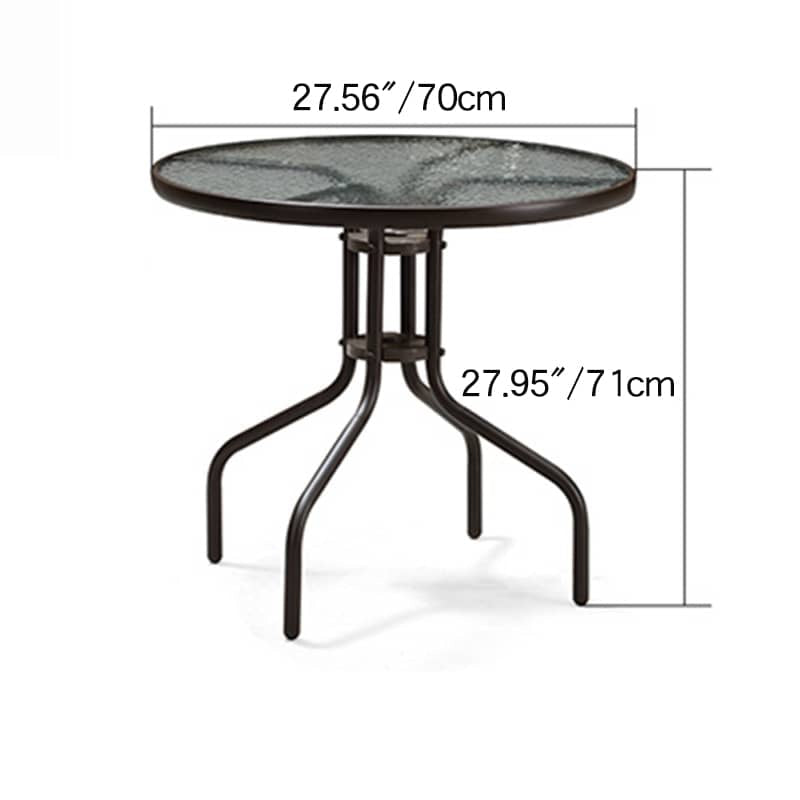 Stylish Modern Table with Black Glass Top and Durable Brown Steel Frame zy-268