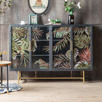 Stylish Chinese Fir Cabinet with Tempered Glass Doors - Modern Accent Storage Unit hdst-4322