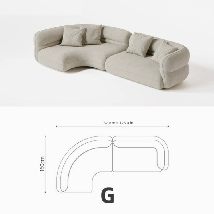 Italian Minimalist Curved Sectional Fabric Sofa, Modern Straight-Line Modular Corner Couch shsp-0209-51