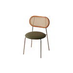Modern Ash Wood Chair with Faux Leather & Rattan - Black Green Finish fyx-893