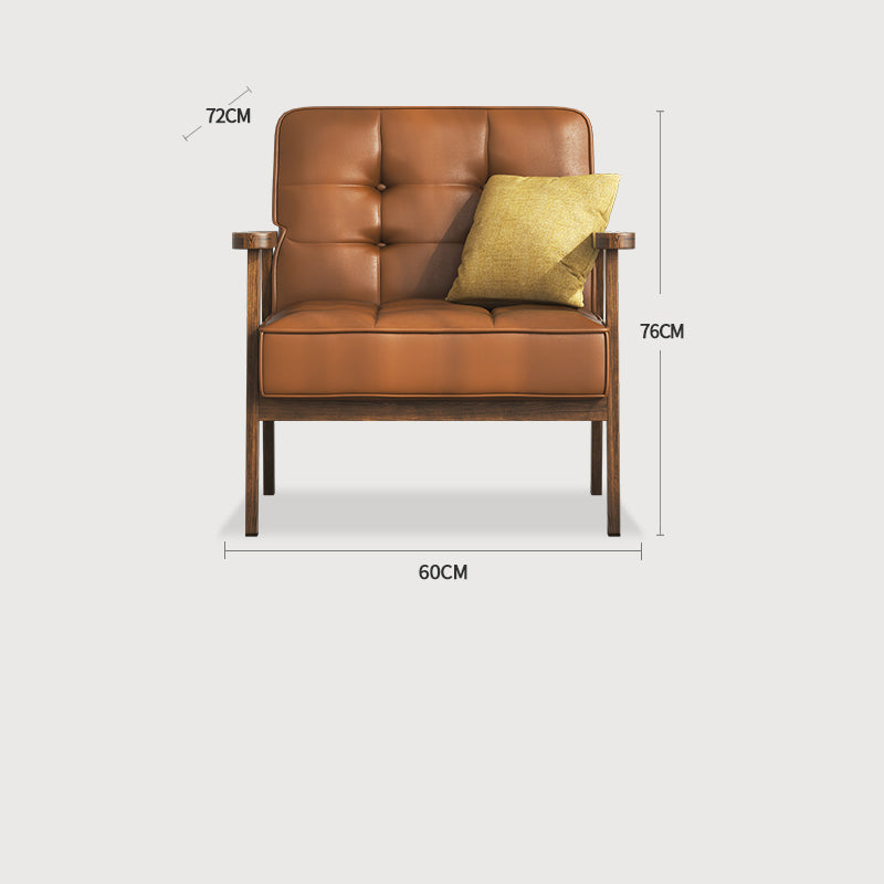 Modern Ash Wood Faux Leather Sofa - Sleek Black, Light Brown & Gray Design fcp-1304