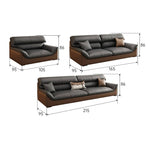 Elegant Dark Brown Sofa with Black Pine Wood Frame & Faux Leather Upholstery hzh-1366