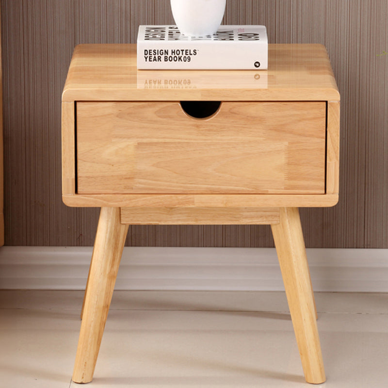 Stylish Natural Brown & White Bedside Cupboard - Rubber Wood & Pine Wood Construction hglna-1456