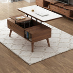 Elegant Solid Wood & Ceramic Tea Table - Brown, White & Black Design hx-1566