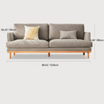 Luxury Goose Down Sofa with Light Gray Cotton and Beige Faux Leather Accents, Cherry Wood Frame fcp-1298